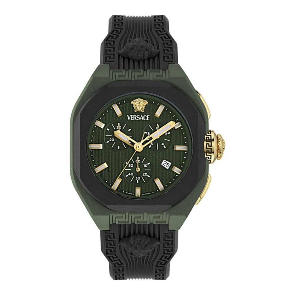 Versace V-Legend Ecoceramic Chronograph Watch Green Mens